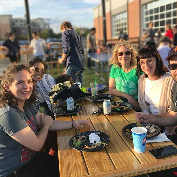 Teammates enjoying a picnic