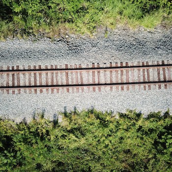 train tracks on gravel