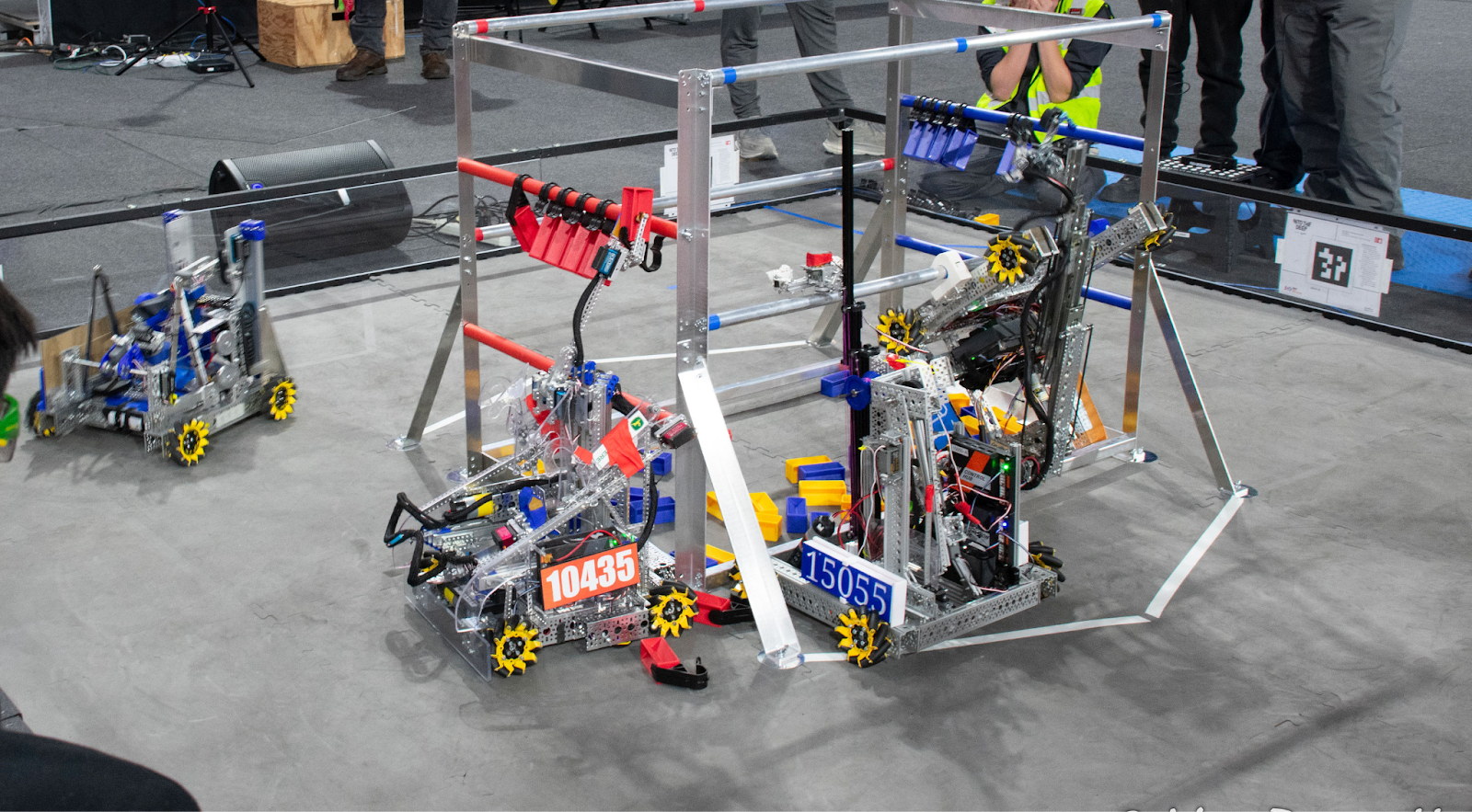 The 10435 Circuit Breakers robot in action at the FTC Iowa Championship last year