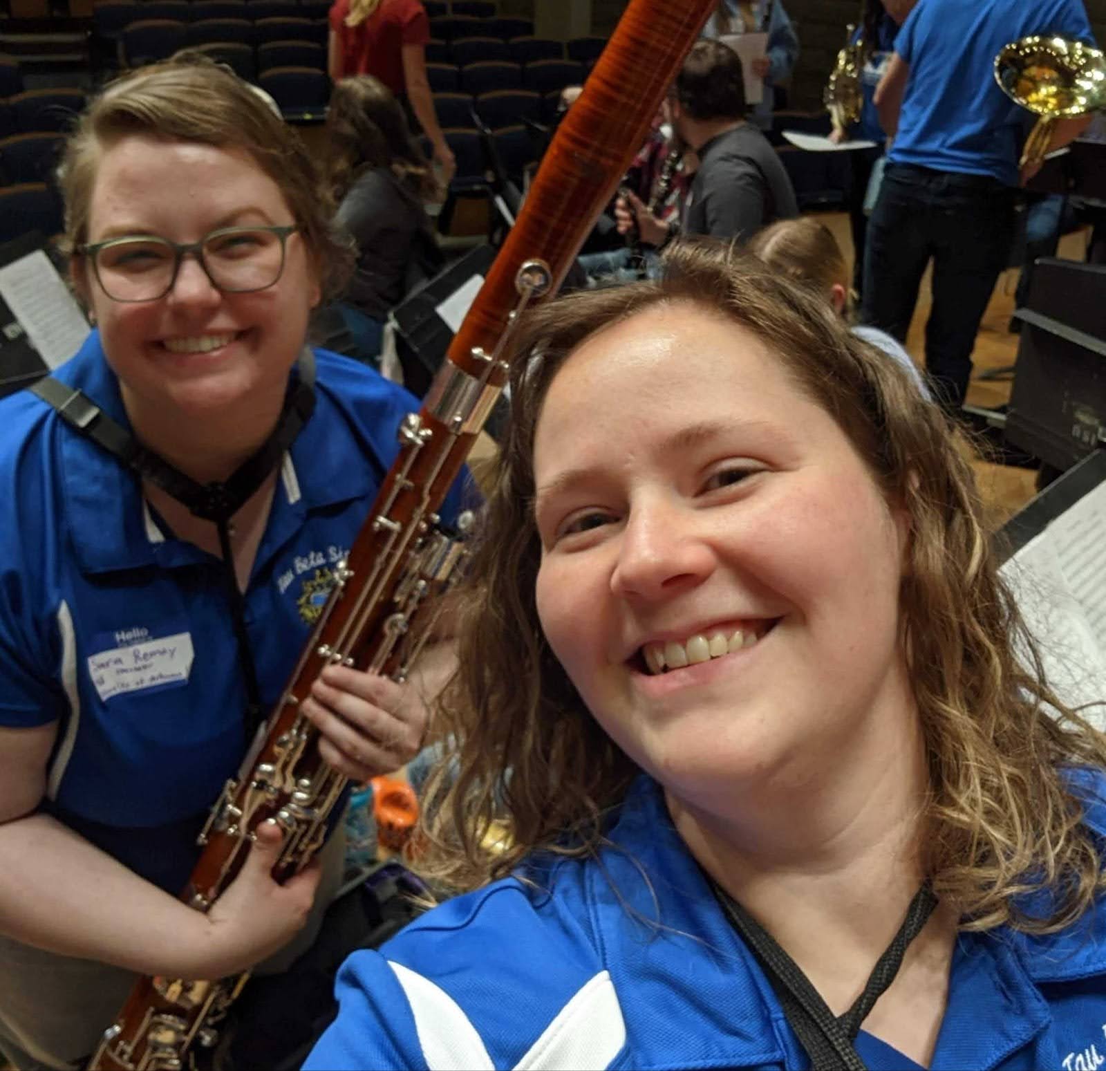 Shalyn Nystrom and Sara Remoy, Midwest District Counselors, participating in the Reading Band.