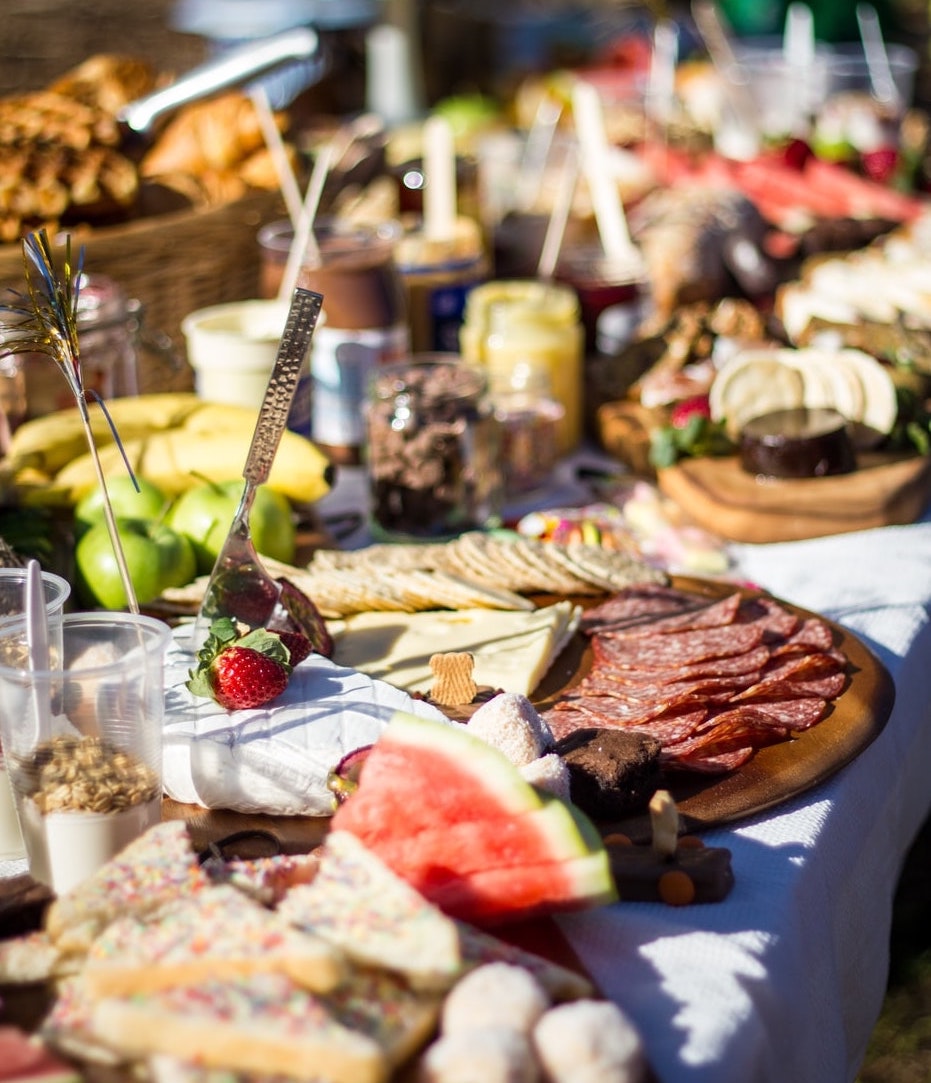 A selection of fine foods waiting to be devoured.