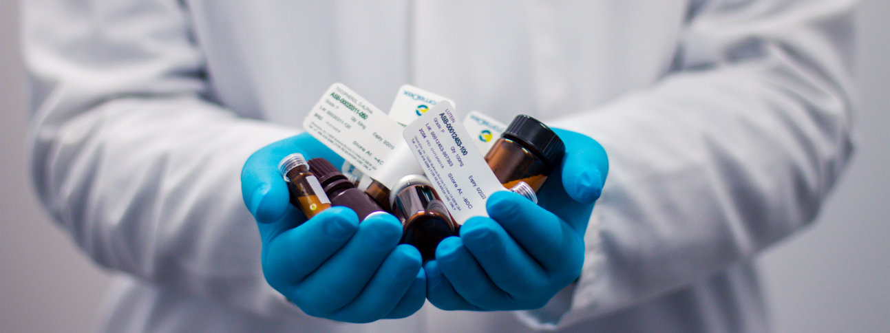 Medical professional holding samples
